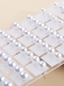 36 件亚克力珍珠耳钉，波西米亚金饰（轻微表面瑕疵属正常现象，批量订购不含卡片） - 白色 - 查看 3