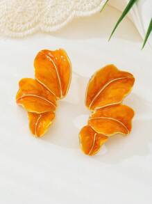 1 Pair Vibrant Summer Dopamine Inspired Colorful Oil Drop Flower Shape Women's Earrings - Orange - View 3