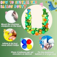Dinosaur Balloons Birthday Party Decorations Supplies, 204 PCS Dino Themed Foil Balloons Column Garland Arch Kit, Include Dinosaur Balloons Paper Fan Metal Tassel Foil Background Happy Birthday Balloons, Dinosaur Birthday Party Supplies - Green - View 6