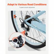 Cruiser Bike, 1 Or 7-Speed, 24 Or 26-Inch Light Blue Or Pink Beach Cruiser Bike With Large Capacity Basket And Rear Rack, Secure & Sturdy Cruiser Bike With Adjustable Seat, Fits For Cycling, Exercise & Shopping - 7-speed 26-inch Light Blue - View 4