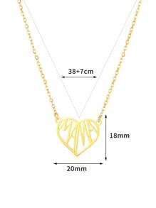 1 件时尚字母妈妈心形项链几何妈妈吊坠项链 18K 镀金母亲节珠宝日常生日礼物送给妈妈 - 多色 - 查看 8