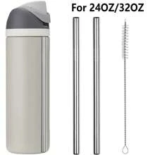 Pajitas de metal de repuesto para botellas de agua de 16 oz/24 oz 32 oz/40 oz, con 1 limpiador de pajitas, pajitas reutilizables de acero inoxidable compatibles con botellas de agua - 2/4/6 piezas - Pajitas de acero inoxidable Owala - Ver 14
