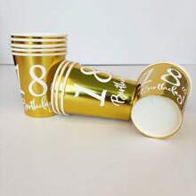 10pcs/20pcs/50pcs Gold 18th Birthday Paper Cups Happy 18 Years Old Birthday Dinnerware Disposable Drinking Cups For Adult 18th Birthday Party Supplies - Multicolor - View 4