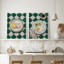 2pcs/Set, Canvas Hanging Painting, Framed Decorative Painting, Poster, Wall Art, Chic Butter And Egg Breakfast Canvas Art, Waterproof Kitchen Decorative Poster For Dining Room, Living Room, Bedroom - Perfect Gift For Home Decor Gifts Birthday Graduation