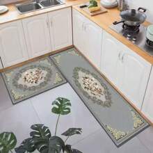 Set de 2 alfombras de cocina y baño, estilo bohemio, absorbentes de agua y antideslizantes, 50*80cm + 50*160cm