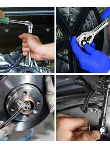 Uclub Juego de llaves de trinquete de 1/4 de pulgada de 46 piezas con juego de dados con puntas métricas y barra de extensión para reparación de automóviles y uso doméstico, con estuche de almacenamiento