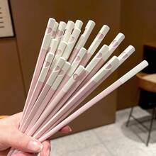 [5 Packs Love-Connected Pink Chopsticks]24cm Romantic Tableware - Heart-Shaped Design When Paired,Cute Couple Gift For Valentine's Day/Wedding/Anniversary(Dishwasher Friendly),School Supplies