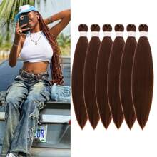 1/3/6 Packungen Schwarzes Flechthaare Vorgespanntes Knotenlose Kanekalon Box Zöpfe Haare zum Flechten, Vorgespannt Lang Gerade Synthetische Flecht-Haarverlängerungen für Knotenlose Zöpfe