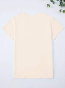 CURVE + Plus Size Dames Print Korte Mouw T-shirt, Casual Zomer