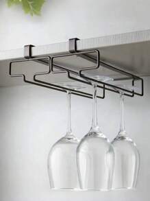 1 pieza Soporte colgante creativo para copas de vino, estante portavasos de metal para almacenamiento de copas sin necesidad de taladrar