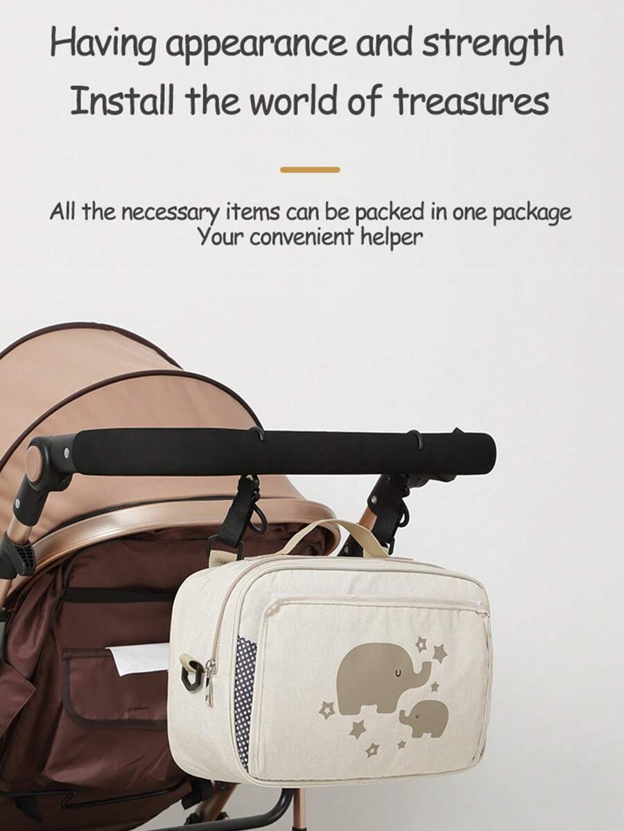 1pc Oxford Cloth Stroller Hanging Bag, Multifunctional Mommy Crossbody Bag, Lightweight Compact Handbag For Baby Stroller, Fashionable Versatile Shoulder Tote