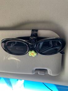 1pc Cute Floral Car Visor Clip, Multi-Functional Sunglasses Holder, Sun Visor Organizer, Card Clamp