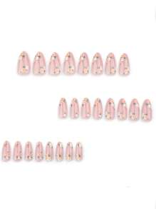 24 Pieces Of European And American Short, Cute, And Fresh Flower Design Decorative Nail Patches, Fully Covered With Fake Nail Art Patches, Nail Art Supplies, Versatile Daily Wearing Nail Set, Suitable For Office Women, Parties, Dates, And Daily Wear To Decorate Your Nails And Enhance Your Fashionable Taste Of Nails