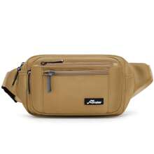 Unisex Waterproof Nylon Waist Bag Large Capacity Waist Pack For Outdoor Travel, Hiking, Running, Dog Training, Rainproof Cover + Adjustable Strap - màu nâu - Xem 5