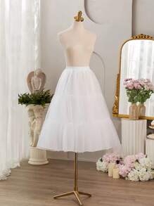 1 chiếc váy lót trắng cho nữ, dài 80cm ngắn 45cm 2 lớp 3 tầng bằng vải tuyn pha lê lót, không xương, váy lót mềm mại có thể điều chỉnh cho váy dự tiệc, váy cưới, trang phục Hanfu Halloween ngày lễ tình nhân ngày lễ tình nhân mùa thu cho nữ - nhiều màu - Xem 16