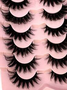 HBZGTLAD 7 Pairs Faux Mink Lashes Multipack Mink Lashes Fluffy False Eyelashes 22mm Full Wispy Lashes 8D Volume Curly Fake Eyelashes - 白色 - 查看 3