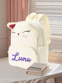 Mochila para la vuelta al cole para niños de 3 a 6 años - Bolsa de animales de pana personalizada con bordado del nombre, artículo esencial lindo para preescolar y kindergarten