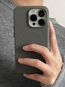 1 件哑光肤感极简磁性外壳兼容 iPhone 16 15 14 13 12 11 Pro Max 无线充电软硅胶后盖 - 灰色 - 查看 2