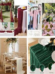 1pc Ruched Gauze Cheese Cloth Table Runner, Soft Touch, Premium Gauze Table Runner, Suitable For Weddings, Parties, Arches, Tables, Birthday Backdrops, Christmas, Baby Showers, Adding Romantic Ambiance And Cozy Party Atmosphere