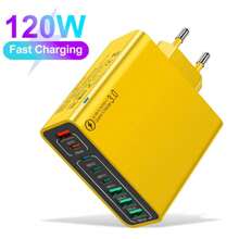 XJDR 120W 4USB-A+4USB-C Compatible With IPhone16 15 14 13 Charger Fast Charging 8 In 1 Charger Quick Wall Wall Adapter Suitable For Travel, Office, Dorm, And Home Multi-Port Nan