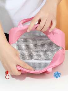 1pc Cartoon Fruit Print Insulated Lunch Bag, Large Capacity Student Bento Box Pouch, Waterproof Zipper Closure - Multicolor - View 6