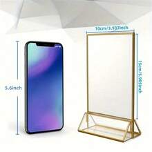 6-Piece Acrylic Stand With A Gold Border And Vertical Support Is Perfect For Displaying Wedding Table Numbers, Double-Sided Photos, Clear Images, Menus, And Large Items. - Gold-one Size/6pcs - View 3