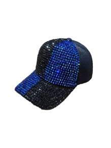 1pc Women's High-Quality Handmade Rhinestone Embellished Fashion Versatile Brimmed Baseball Cap, Suitable For Everyday Wear - A - View 3