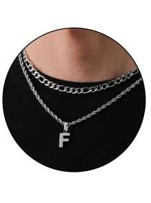 2pcs/Set Women's Minimalist Vintage A-Z Letter Pendant Necklace, Stainless Steel Material Waterproof Non-Fading, Suitable For Daily Wear And Holiday Parties - Multicolor - View 24