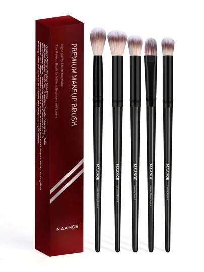 MAANGE 5 pezzi Set professionale di pennelli per trucco degli occhi, pennello per ombretto, pennello per sopracciglia, pennello misto, pennello per eyeliner, fibra morbida facile da trasportare, strumenti per il trucco portatili, pennelli per il trucco quotidiano, uso professionale e da viaggio, regalo per donne e ragazze