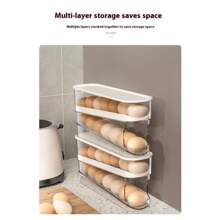 1pc Egg Storage Box With Cover, Rotating Egg Holder Rack, Refrigerator Side Door Egg Organizer, Made Of PP+PET