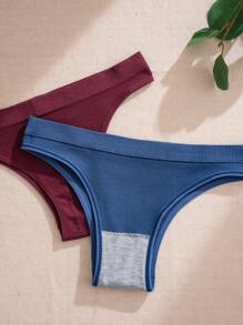 5pcs/Pack Women Seamless Ultra-Low Rise Shapely Waist Knitted Panties, Multicolor - Multicolor - View 6