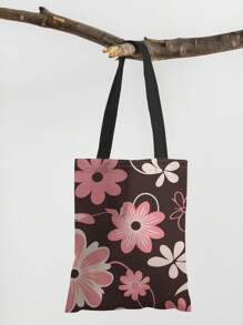 1 Stück Blumen Muster Handtasche, Schultertasche mit großer Kapazität, Damen Lässig Tragetasche, Segeltuch Tasche für Arbeit, Schule, Einkaufen
