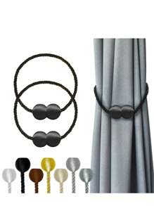 2 Pieces Retro Style Magnetic Curtain Tie-Plastic Elegant Rope Tie-Strong Magnetic Curtain Clip, Suitable For Living Room, Bedroom, Home And Office.
