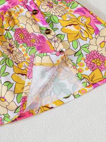 Set de 2 vestidos de verano para niña, uno con estampado floral y otro de unicolor con decoración de botones, conjunto casual para uso diario