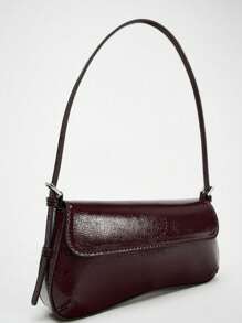 Tas Bahu Gaya Retro Klasik, Tas Baguette Minimalis Modis Warna Polos dengan Penutup, Tas Lengan Elegan dan Berkelas, Cocok untuk Kerja, Bepergian, Jalan-jalan Sehari-hari, Belanja, Kencan, dan Perjalanan. - Coffee Brown - View 6