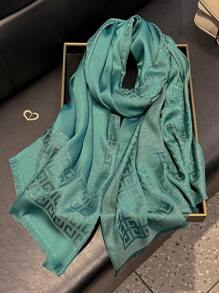 1pc Women Simple Geometric Print Shiny Scarf, Elegant Shawl/Hijab/Head Wrap For All Season Sun Protection