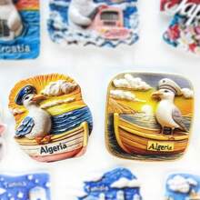 1pc Resin Mediterranean Monaco, Malta, Croatia, Algeria, Albania, Slovenia Fridge Magnet, Seagull Butterfly Storage Jar Decor, Meaningful Creative Gift For Home Office Bedroom Kitchen Cabinets - Multicolor - View 6