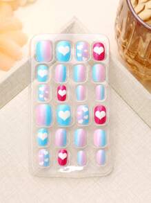 （168 件 7 包）和（24 件 1 包）儿童亚克力假指甲按压式预粘全覆盖闪光可爱春夏草莓、花朵、蝴蝶和其他元素短款儿童粘贴式假指甲套装适合儿童小女孩 - 可爱的春夏花园主题 - 彩色 - 查看 9