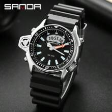 SANDA. SANDA Sport Men Quartz LED Digital Military Watch Creative Diving Watches Men Waterproof Watch Dual Display Clock Shockproof Alarm Chronograph Multifunctional Watches