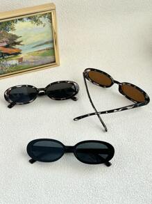 Set de 3 gafas de moda para mujer, elegantes para fiestas en la playa, pasarela, fotografía callejera para vacaciones de verano en la playa, al aire libre, viajes - 3 piezas de té de flor de frijol blanco grisáceo negro - Ver 3