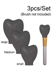 3pcs/Set Heart-Shaped Silicone Makeup Brush Protectors, Anti-Dust Storage & Protection Case, Brush Guards To Prevent Frizz,Makeup Brush Dust Protective Cover, Suitable For Travel, Vacation,Makeup Table, Dormitory,Ideal For Women, Daughters, Sisters, Teachers