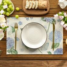 1-Piece, 4-Piece, 6-Piece Fresh Purple Floral Spring Series Placemats, 30 * 45cm Asymmetric, Animal, Plant Pattern Table Decoration, Spring Holiday Tablecloth Table Mat, Coaster Suitable For Family Parties, Kitchen Decoration, Restaurant, Company Gatherings