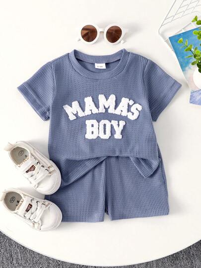 2pcs Baby/Toddler Boys Casual Short Sleeve Top + Shorts Set, Lightweight Summer