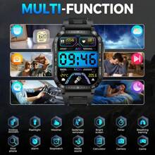 SENBONO Reloj inteligente para hombre SENBONO con llamada inalámbrica (hacer/responder llamadas), resistente al agua para deportes al aire libre, con linterna LED, monitor de frecuencia cardíaca, rastreador de fitness, control de cámara, control de música, modos deportivos múltiples, compatible con Android e iOS