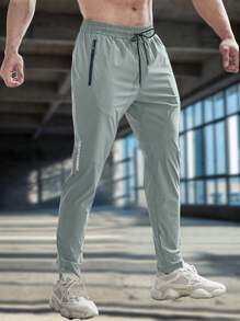 1pc Men's Drawstring Waist Sports Pants, Suitable For Spring And Summer