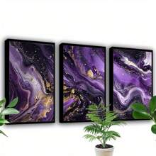 3-Piece Canvas Wall Art Set - Swirling Cosmic Waves Painting, Frameless 12x18inch Prints For Home & Office Decor - Major Material: Canvas