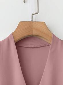 宽松春季外套，女士V领衬衫，优雅休闲商务通勤开衫，百搭可爱上衣，宽松版型建议选小一码，复古韩风 - 藕粉色 - 查看 4