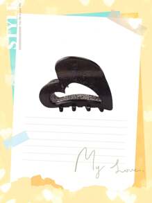 1 件几何图案可爱亚克力发夹发夹，通勤百搭，春夏秋冬，可爱镂空心形，闪亮粉色 - 彩色 - 查看 10