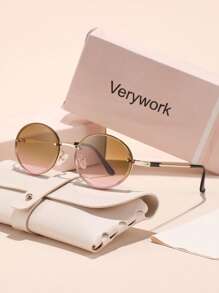 Verywork 1 件椭圆形经典复古优雅 Ins 风格品牌设计女士时尚眼镜，适合驾驶户外休闲活动约会服装时尚配饰，适合夏季海滩度假、户外、旅行 - 彩色 - 查看 13