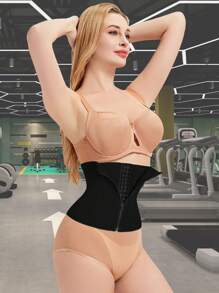 1pc Is A Shaping, Sweat Wicking, And Body Shaping Waist Belt Designed Specifically For Women. It Is A Women's Sealed Waist Sports Corset With Zippers And Buckles, And Is A Comprehensive Abdominal Fat Waist Trainer | Abdominal Compression And Shaping | Effective Abdominal Wrapping And Sweatband, Accelerating Fat Burning And Doubling Sweating - Black - View 4